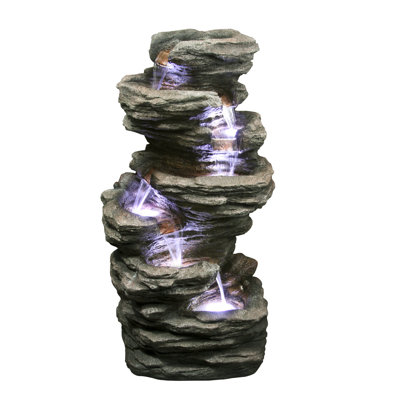 Fibre and Resin Fountain Slate Stone Fountain with LED Light