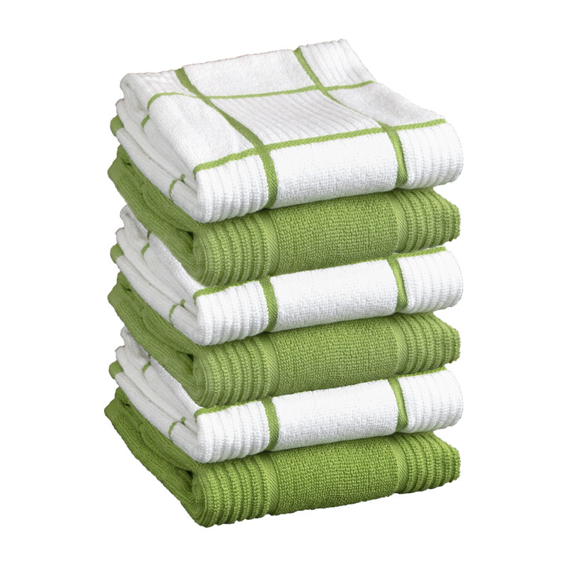 T-fal Solid and Check Dish Cloth, Green