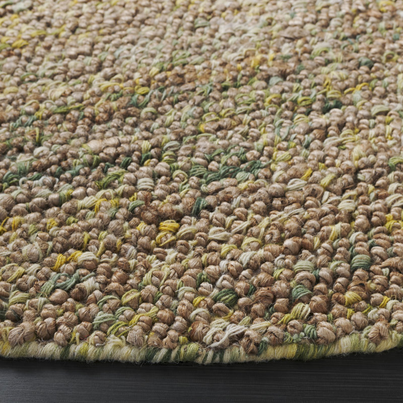 Bohemian Hand Woven Jute/Wool Rug in Brown, Round 6'