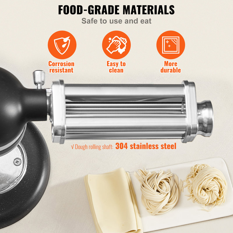 Stainless Steel Pasta Roller Attachment for KitchenAid Stand Mixer