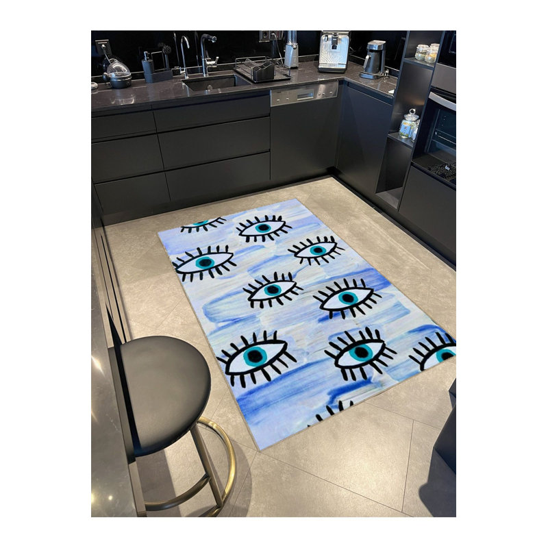 Tapis lavable décoratif Blue Eye, Tapis de couloir 3 pi 3 po x 6 pi 7 po inclus