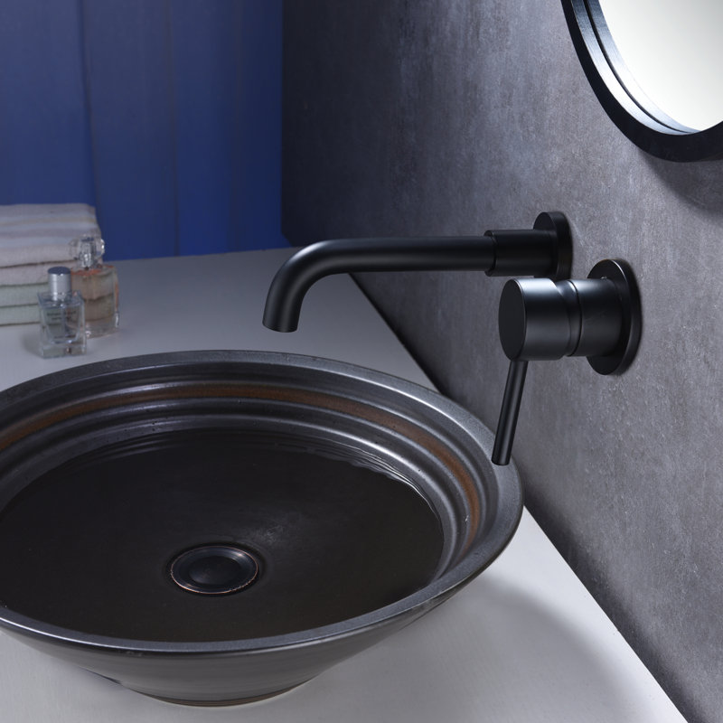 Wall Mount Vanity Faucet, Bathroom Sink Faucet Single Hole,Wall Lavatory Faucet, Black