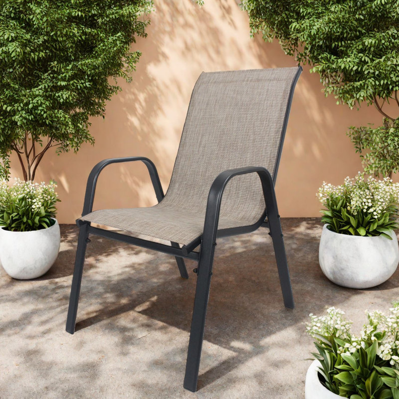 Chaises de salle à manger en métal durables, tissu imperméable Teslin, pour une utilisation extérieure moderne