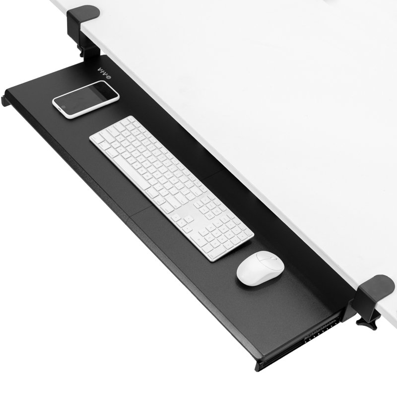 Black Extra Long Clamp-on Under Desk Keyboard Tray