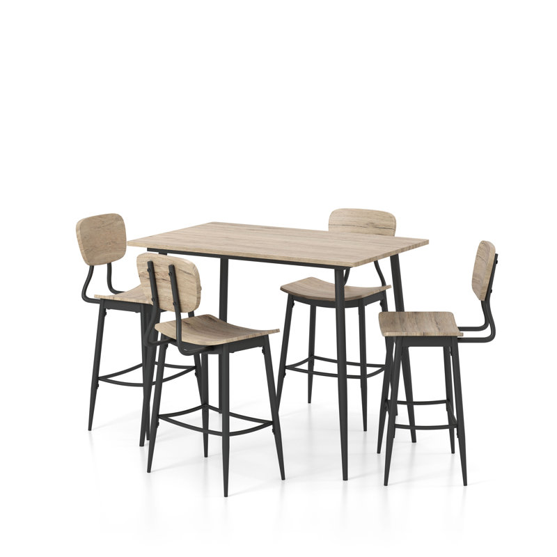 Ensemble repas 4 personnes à hauteur de comptoir Pafford, Naturel