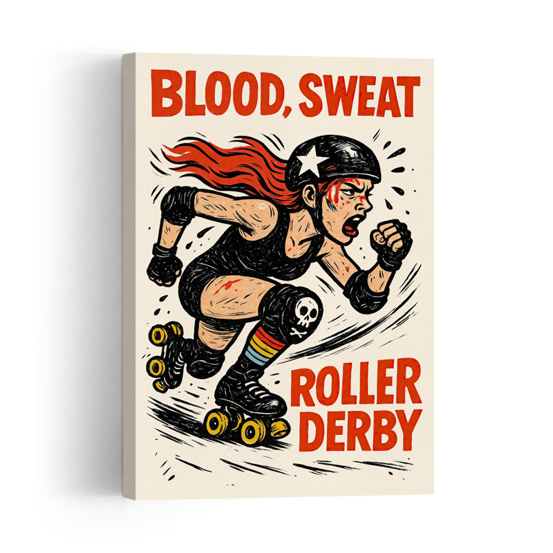 Affiche murale rétro vintage Blood Sweat Roller Derby, H 36 po x l 24 po