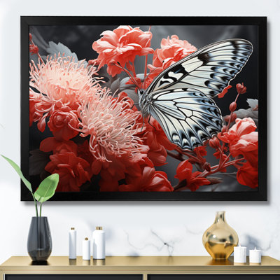 " Red Gray Butterfly Haven I "