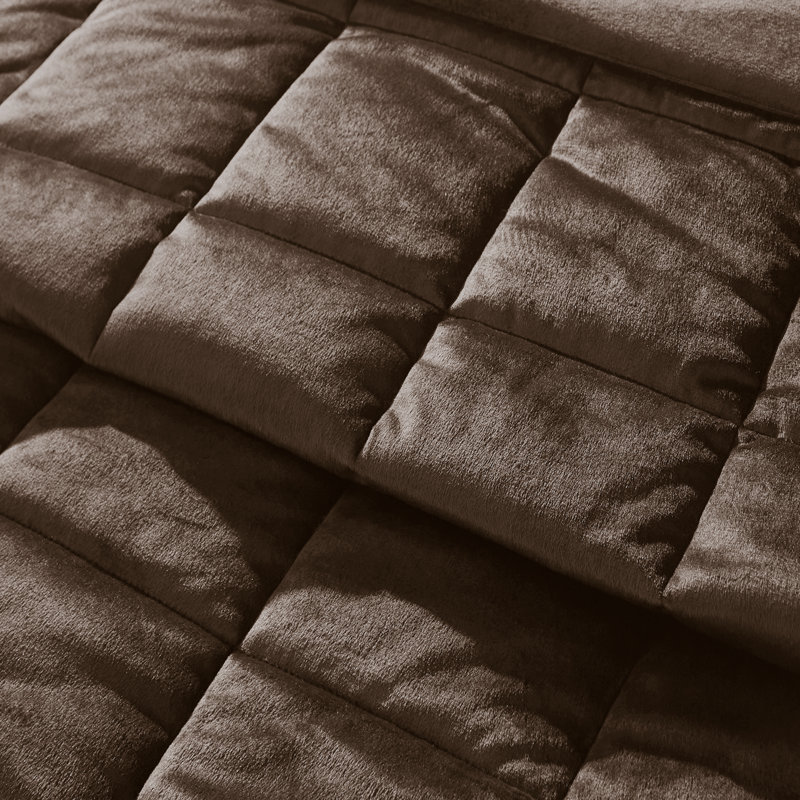Kingsley Matt Velvet Quilted Bedspread, Chocolate