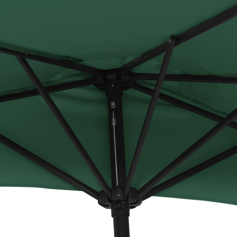 Parasol de balcon avec demi-poteau en aluminium Arlmont & Co., Vert, H 87,4 po x l 106,3 po x P 56,7 po