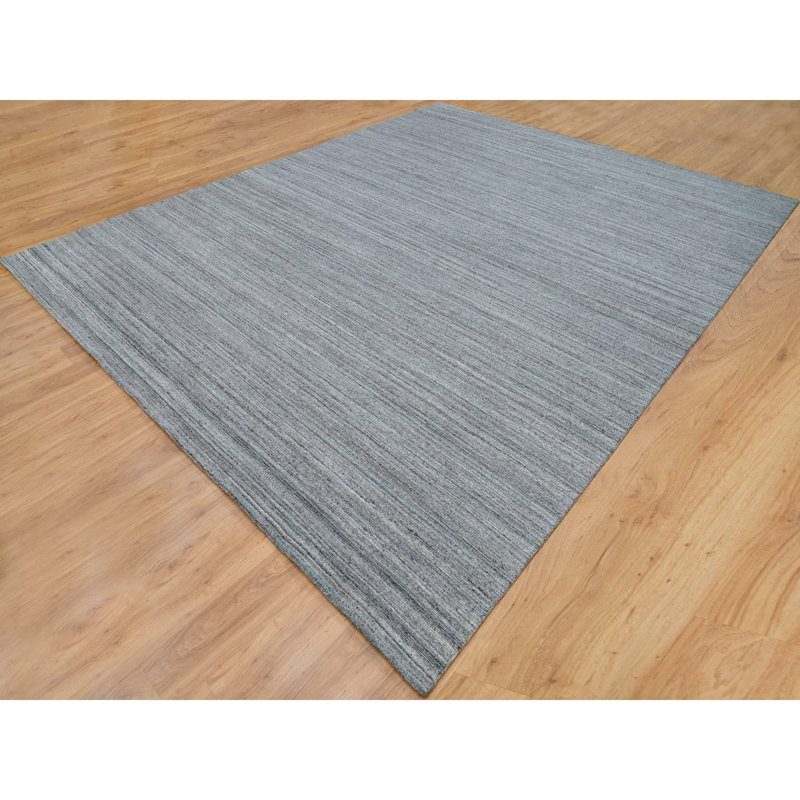 Tapis gris nouvel âge en laine 12 pi x 14 pi 11 po Romi