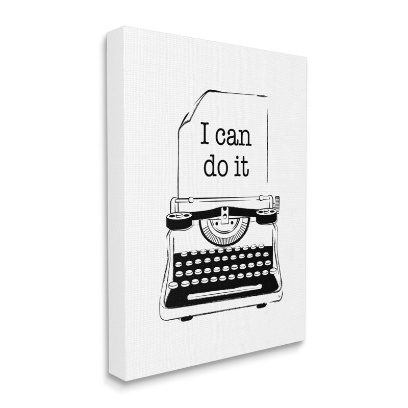 «I Can Do It Typewriter» par Martina Pavlova, Giclée encadrée noir minuit, H 20 po x l 16 po x P 1,5 po