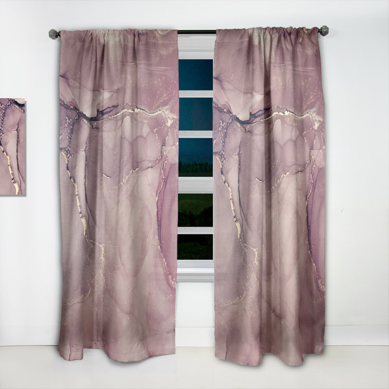 Abstrait translucide en marbre mauve - Rideau en velours moderne - obscurcissant - 1 panneau, L 52 po x L 95 po