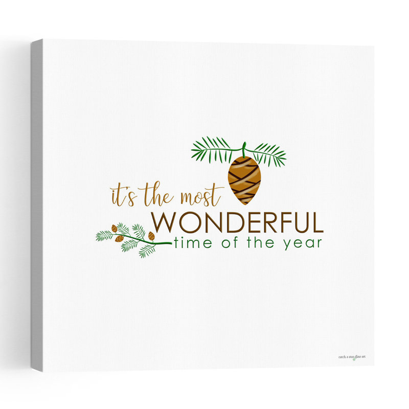 Wonderful Time Of The Year Abstract Contemporary Winter Wall Art Print 1 Piece Wrapped Canvas Wall Art, 45.72cm H x 45.72cm W