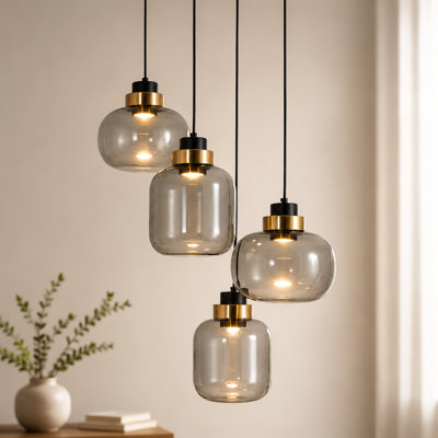 Leonah 4 - Light Matte Black LED Cluster Pendant