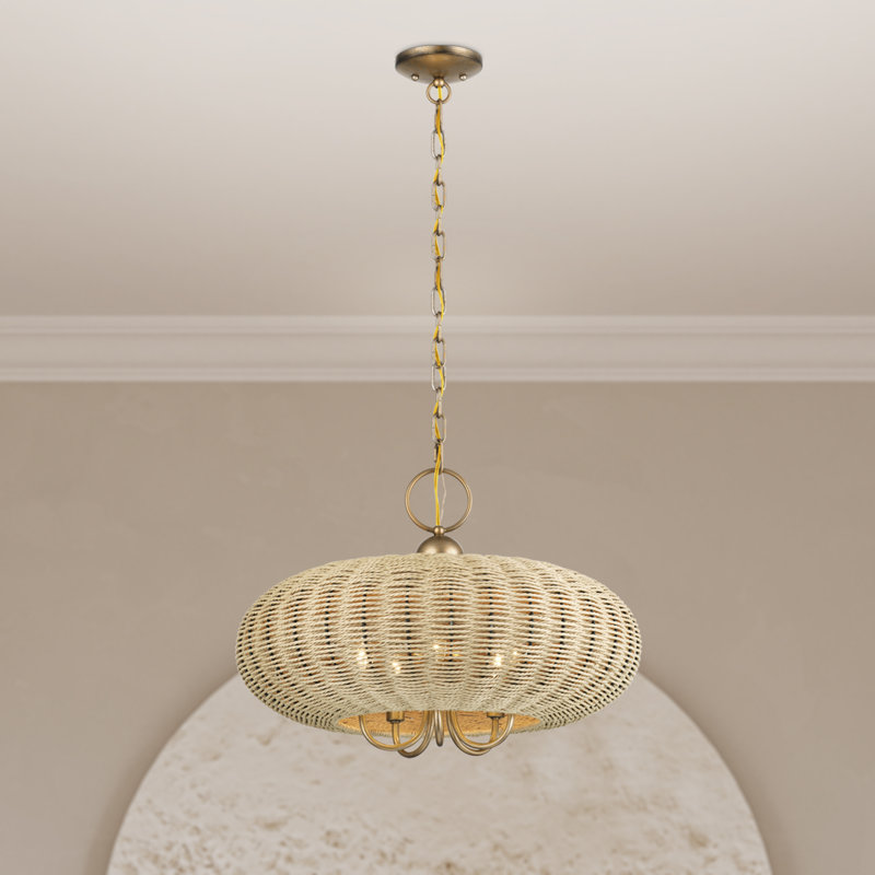 Lustre suspendu 5 lumières Aliane, Doré