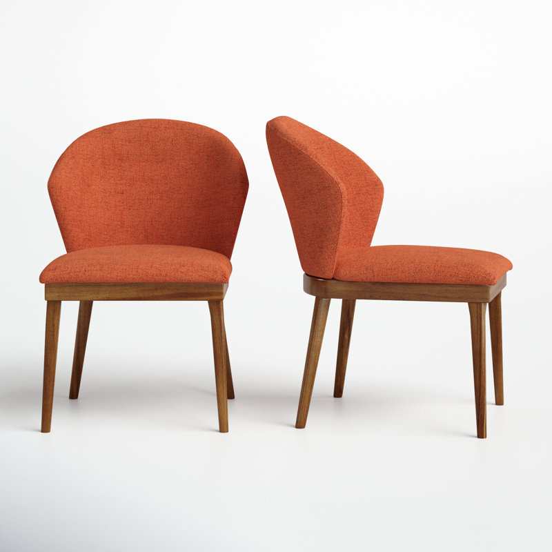 Chaise d'appoint rembourrée Bartu, Noyer, Orange
