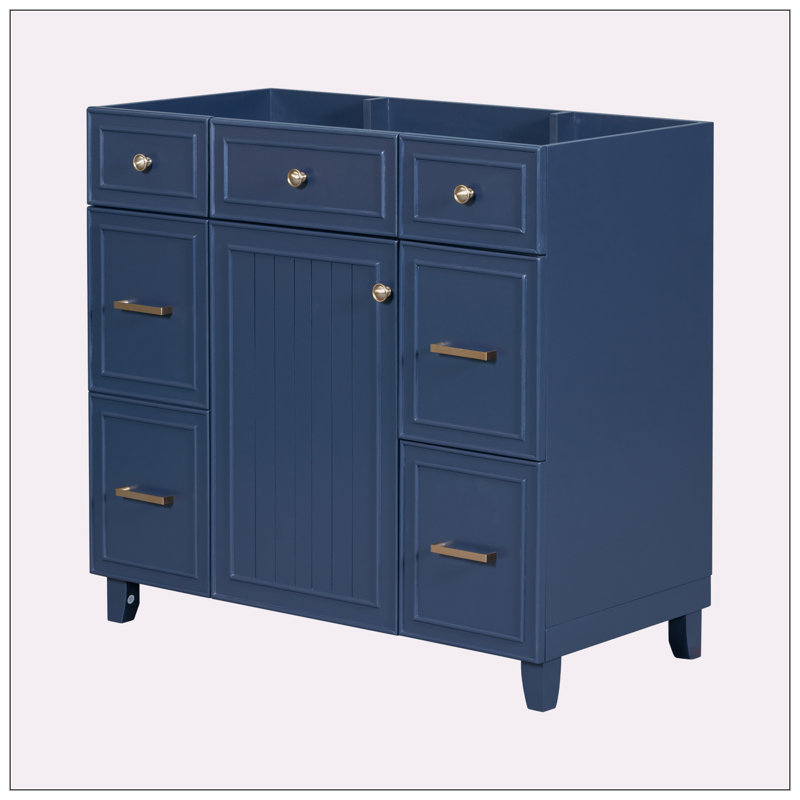 35.40'' Single Bathroom Vanity Base Only, Navy Blue