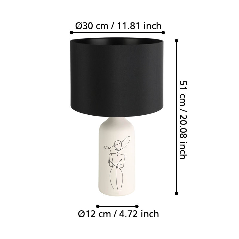 Ayaab Ceramic Novelty Lamp, White, Black