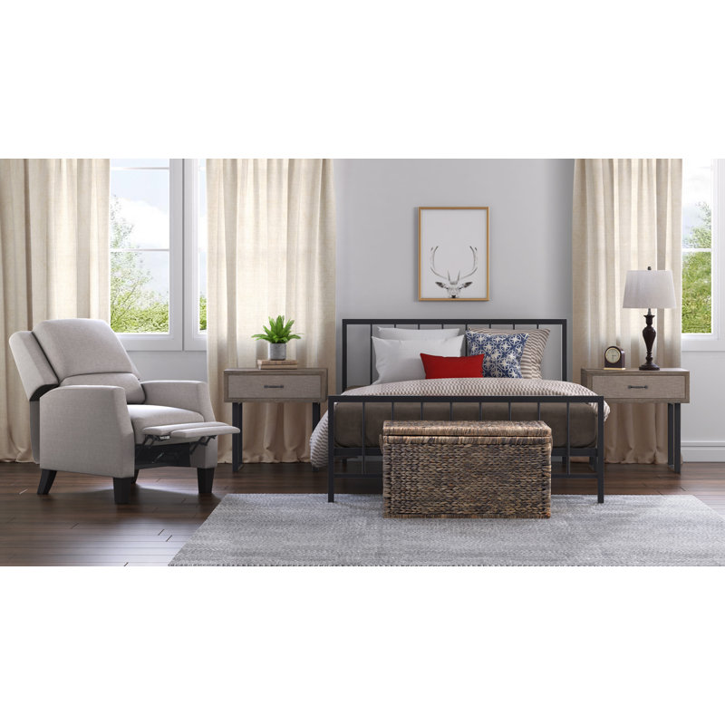 Sand Microfiber Recliner Accent Chair with Metal Legs