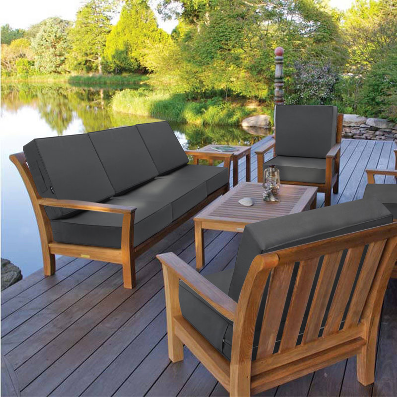 Waterproof Outdoor Lounge Chair Seat / Back Cushion, 19"×19", dark gray