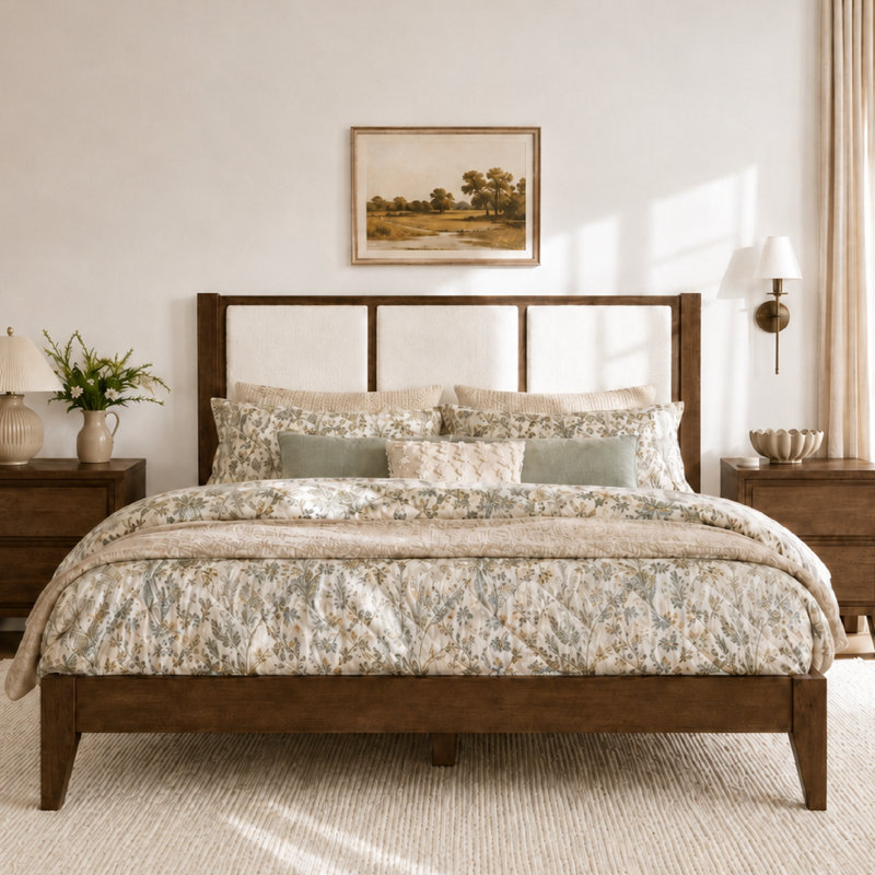 Tête de lit tapissier Knighten, King, Dark Walnut