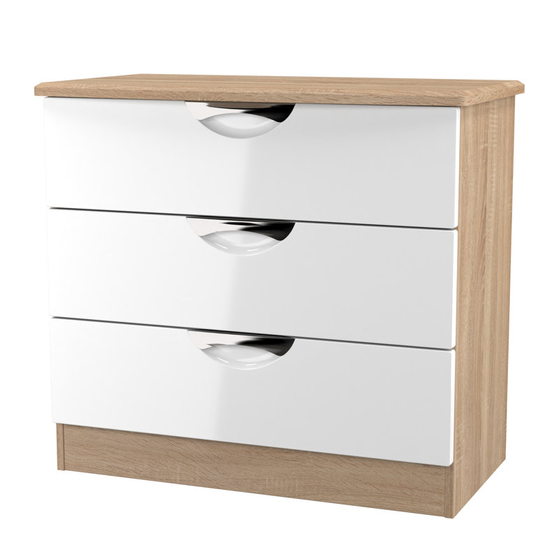 Bhodhini 77cm W 3 - Drawer Chest of Drawers, White