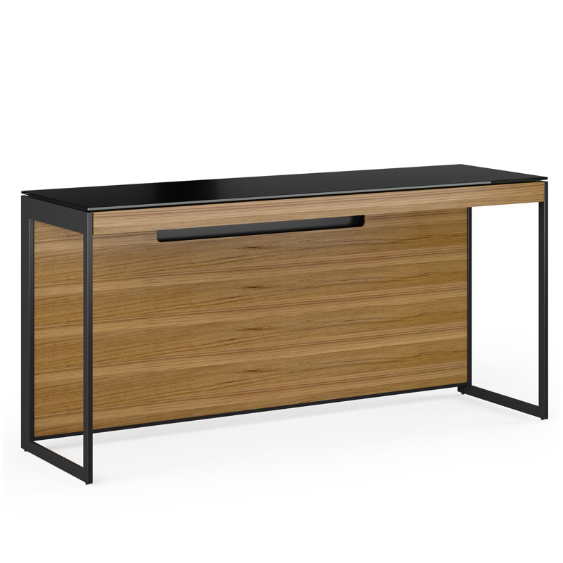 Bureau en verre Sequel 20, 24.75" H x 48" W x 24" D, Noyer naturel / noir