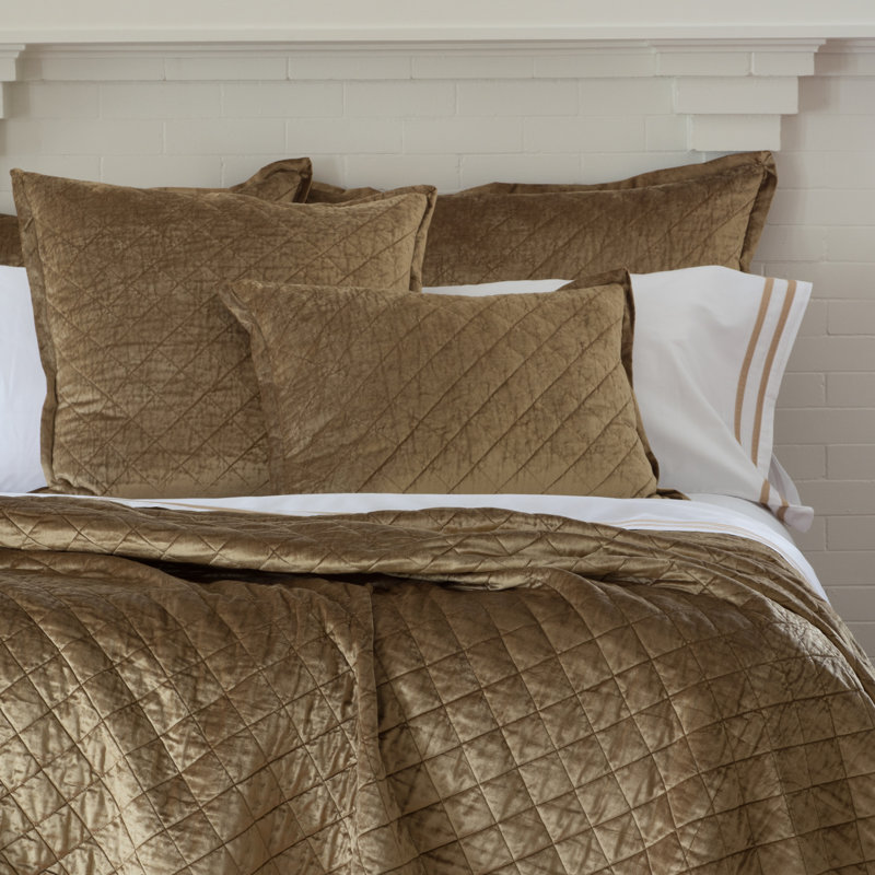 Straw Velvet Quilted Standard Pillow with Cotton Insert