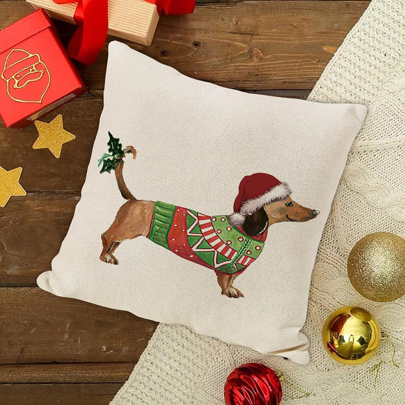 Housse de coussin Merry Christmas Dachshund