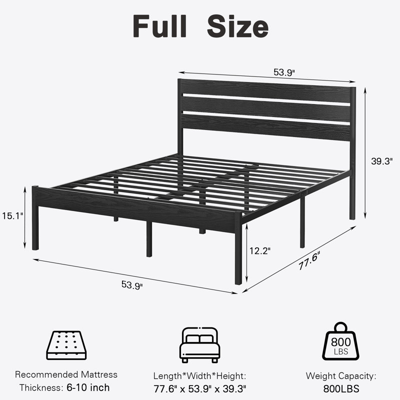 Alicia Steel Piece Bedroom Set, Black, Full / Double
