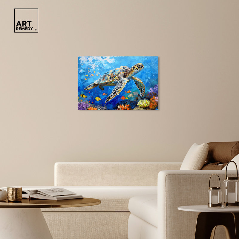 Art Remedy Turtle, H 24 po x l 36 po, Toile tendue