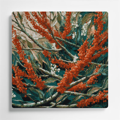 Botanique Rowan, art mural en métal gris