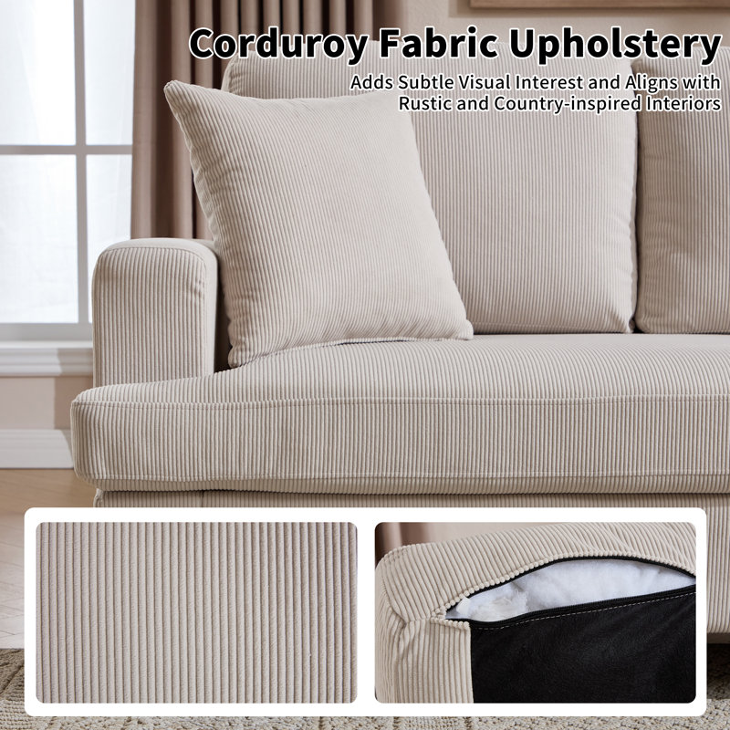 Canapé de réception en cuir 3 places avec dossier à coussin Georgi, H 35 po x l 72 po x P 32 po