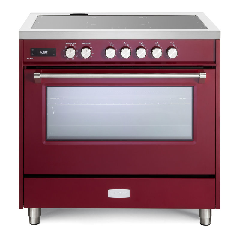 Cuisinière à induction Verona Ultima Series 36 pouces avec 5 éléments à induction, Bourgogne