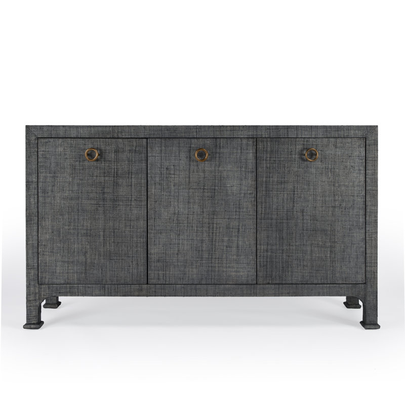 Keidy Ebern Designs Chatam Charcoal Raffia Sideboard, Charcoal