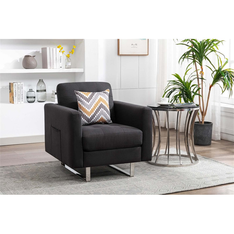Fauteuil de canapé confortable et moelleux avec dossier robuste pour la détente, Lin gris foncé