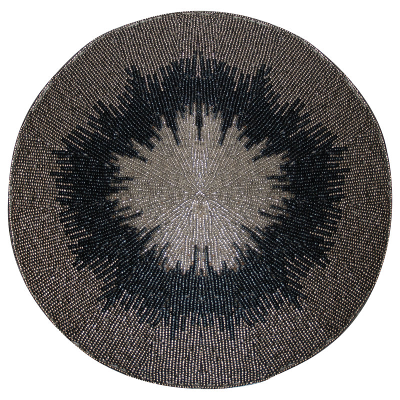 Ensemble de napperons en polyester brodé de polyester et perle ronde faite à la main pour 2 décorations de Noël