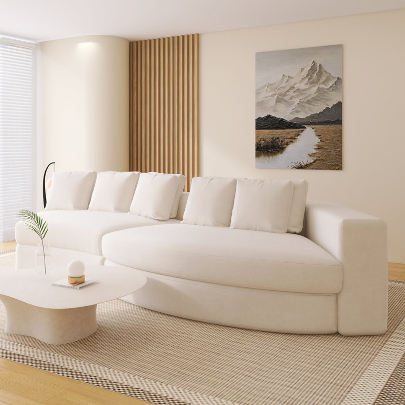 Canapé modulaire en mousse pure 115,7 po, Chenille beige