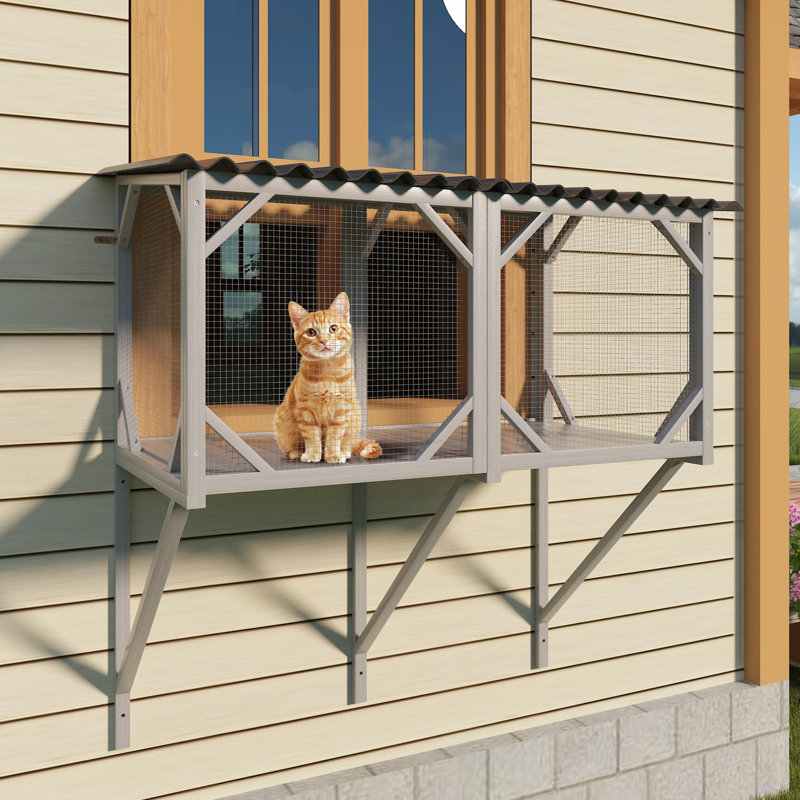 Cat Window Perch for Large Indoor Cats, Gray
