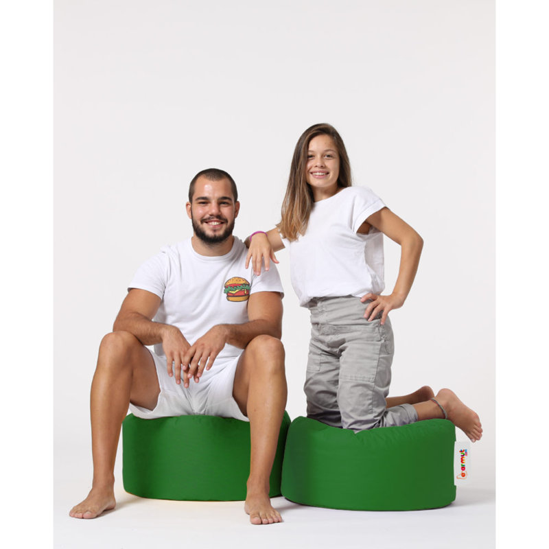 Kaamilah 55Cm Wide Round Pouffe Ottoman, Green