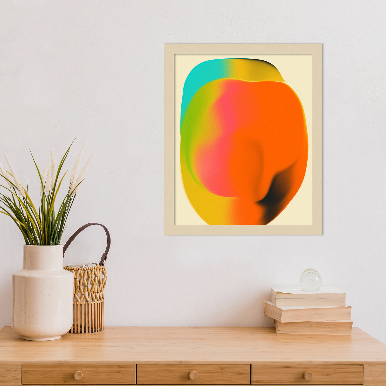 Smudge 2 by Jazzberry Blue, Brown Framed, 17" H x 14" W