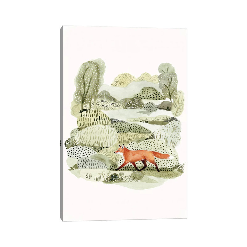 Fox Glen II par Victoria Borges - peinture sur toile tendue, H 18 po x l 12 po x 1,5 po
