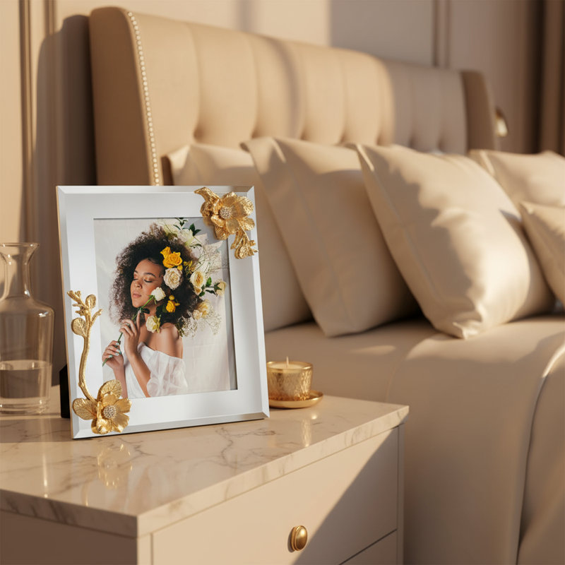 Botanica Glass Picture Frame, 5" x 7", Rose Gold