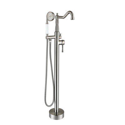Robinet de baignoire en nickel brossé avec douche à main - métal, 6,49 po Largeur élégante en métal autoportante, 12,78 lb d'élégance pour la salle de bain