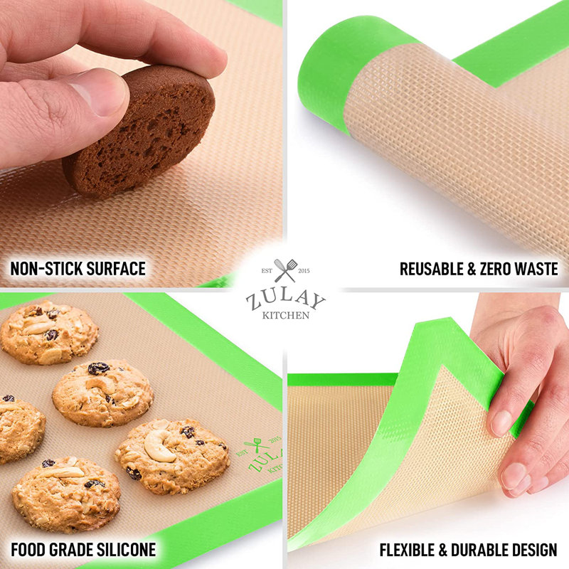 Light Green Silicone Nonstick Reusable Baking Sheet Set