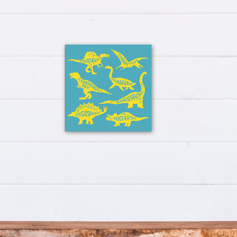 Art sur toile dino names Amapola, H 12 po x l 12 po x P 1,25 po, Bleu / Jaune