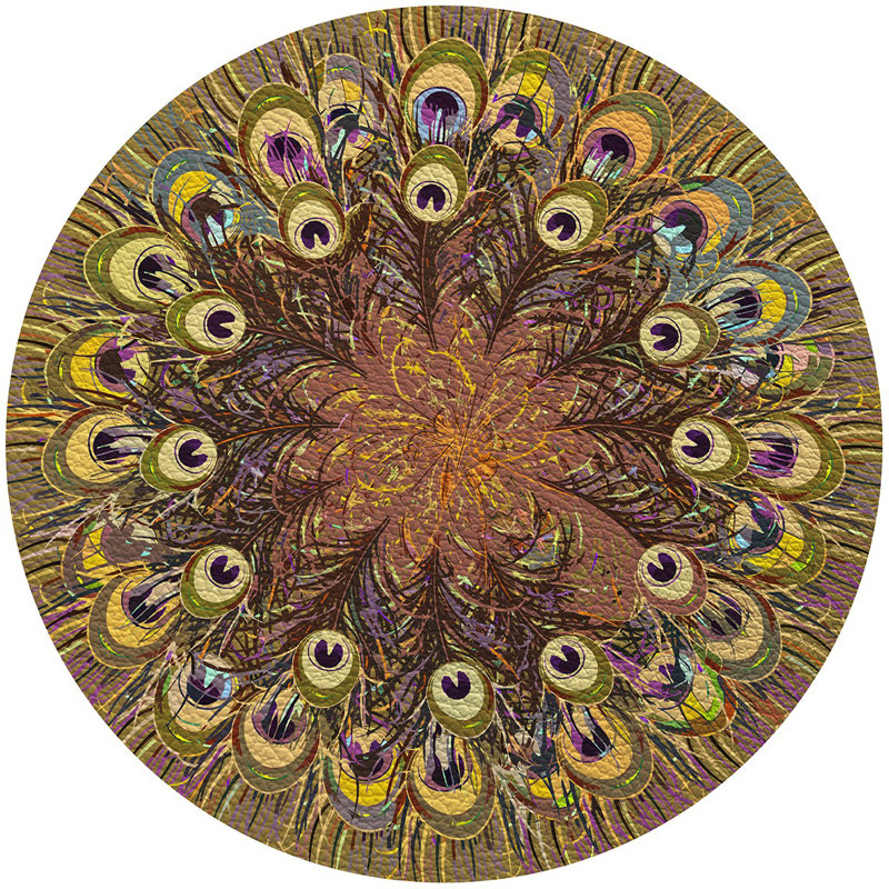 Peacock Feathers Olive 16'' Vinyl Placemat, Olive