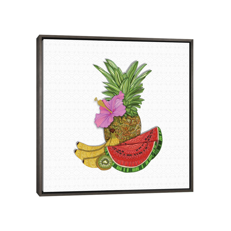 «Fruit Salad» par Angelika Parker, impression, Aucun mat, H 37 po x l 37 po x P 1,5 po, Toile encadrée de bois rustique foncé