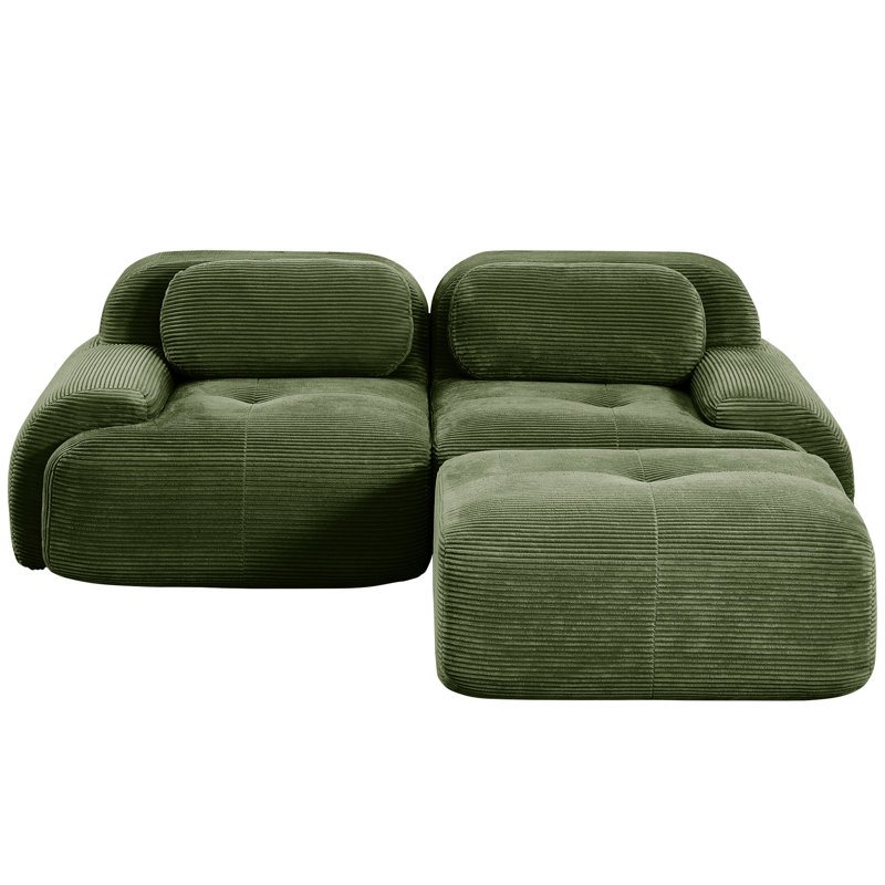 Canapés modulaires en velours côtelé vert olive, conception ergonomique pour les espaces de vie