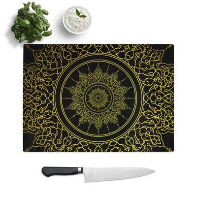 Ornamental Circles in Gold Chopping Board